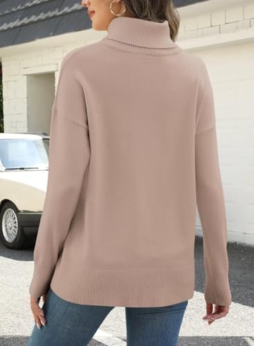 Image of ANFTFH Womens Turtleneck Sweater 2025 Ribbed Knit Top Pullover Sweaters