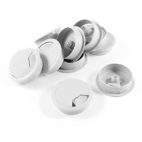 Alcoa Prime50mm Dia Gray Plastic Desk Computer Cable Cover Grommet Organizer Shell 10PCS