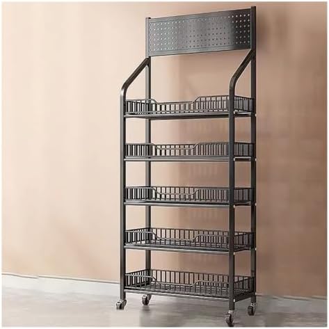 Store Display Rack Wall Mounted Storage Rack Supermarket Convenience Store,5-Tier Retail Display Rack, Supermarket Vegetable & Snack Organizer, Metal Shelf for Chewing Gum, Chocolate & Drink