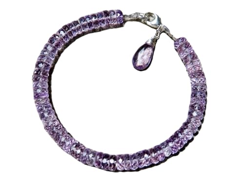 Bracelet améthyste rose LKBEADS, idée cadeau bijou mixte avec fermoir argent