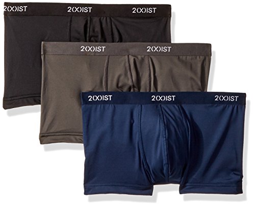 2(X)IST Men's Micro Speed Dri No Show Trunk 3-Pack, Black/Charcoal/Varsity Navy, Medium
