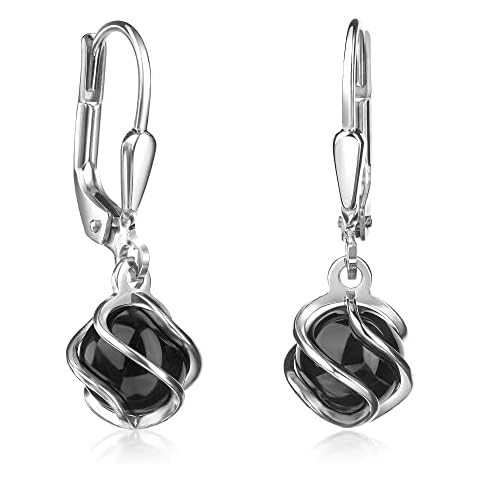 XAANA AMZ0513 Women's 925 Sterling Silver Black Onyx Pearl Drop Earrings Cover