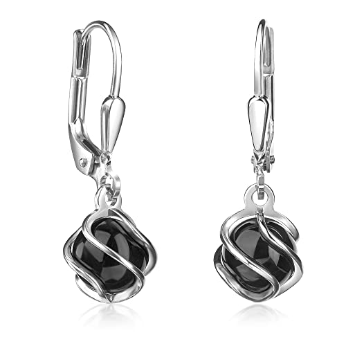 XAANA Pendientes de plata de ley 925 con perla de ónice negro AMZ0513 Cover