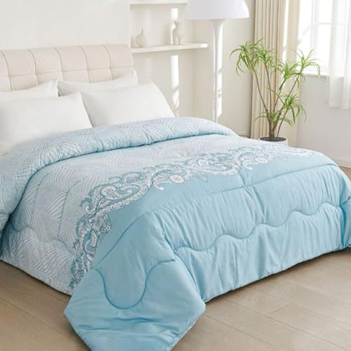 GREATOYAR Edredón Nórdico Doble Cara, Relleno Nórdico, Edredón de Microfibra, Microfibra Suave, Antiácaro, Hipoalergénico, Transpirable, Moderno, Ligero, 180x220cm, para Cama 105cm, Anacardo Azul
