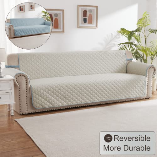 Rhf Reversible Cover For Extra-Wide Couch, Sofa Cover, Extra-Wide Couch Cover For Dogs, Extra-Wide Couch Covers For Pets, Couch Slipcover, Machine Washable(Sofa-Extra Wide: Light Blue/Beige) #TOP1