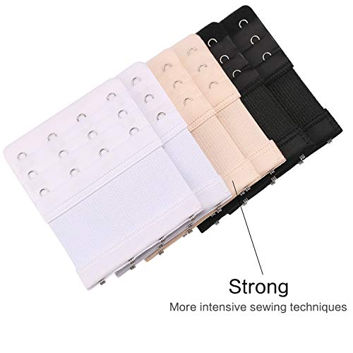 Akstore 6 Pieces Women's Soft Comfortable Elastic Bra Extenders Bra Extension Strap 4 Hook 3 Row Lady's Bra Extender Bra Band (Multicolors) #TOP5