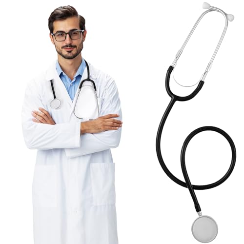 White Lab Coat and Dual Head Stethoscope Women Men Halloween Scientist Costume(Medium）