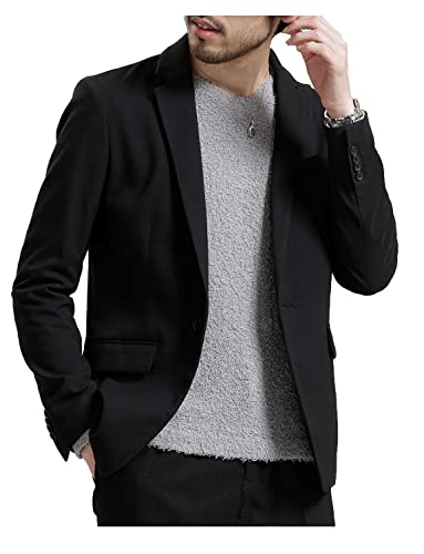Blazer homme formel à revers cranté et un bouton pour bureau et loisirs
