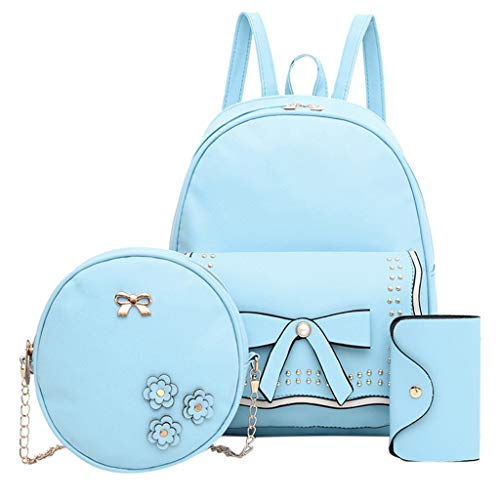 Vielgluck Bag Girls Pu Fashion Leather Backpack Sets, Cute Mini Bowknot Satchel Round