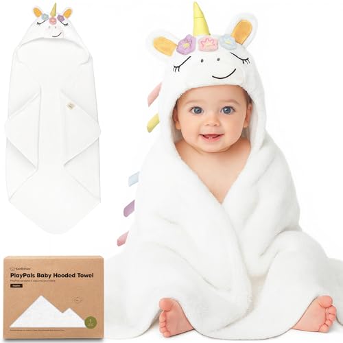 KeaBabies Organic Baby Towel with Hood for Girls, Boys - Soft, Absorbent, 100% Cotton Hooded Baby Towels for Newborns, Infants, Large Hooded Bath Towels for Babies, Kids, Toddler 1-3 (Uria)