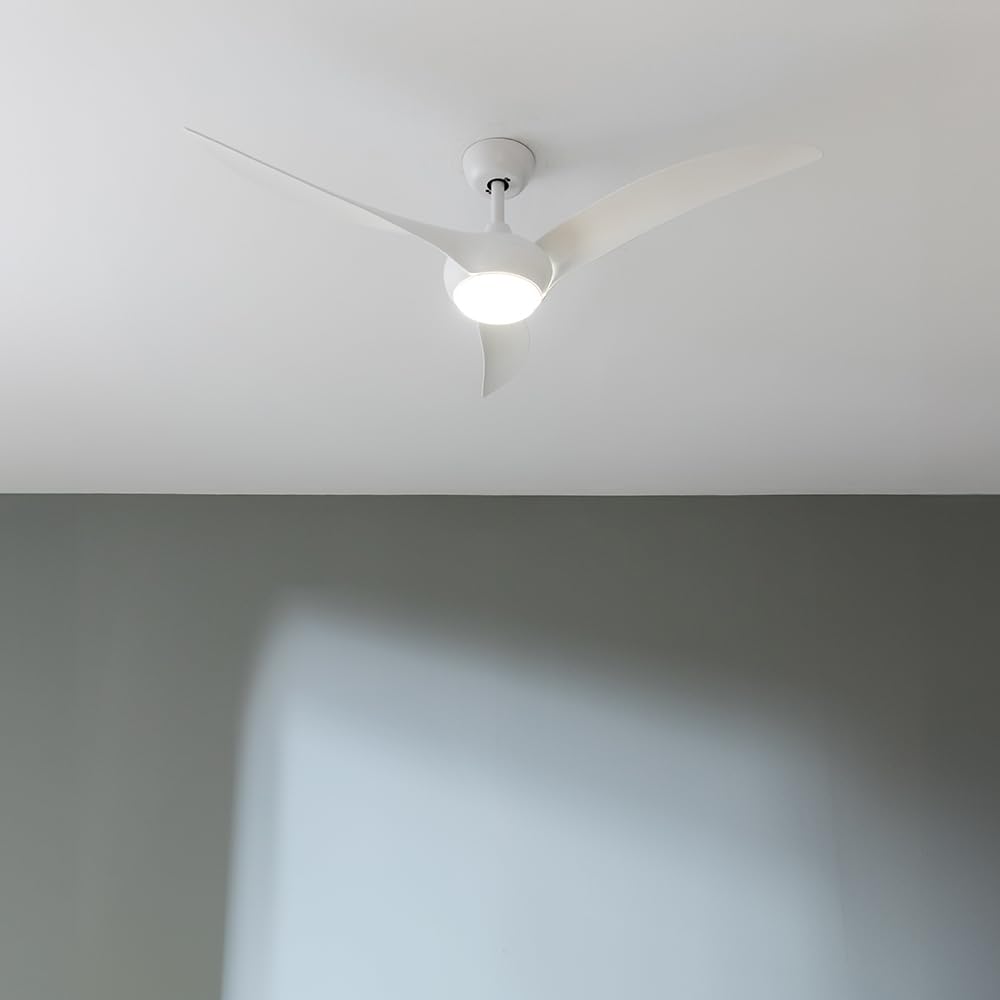 Cecotec Ventilador de Techo con Luz EnergySilence Aero 5295 White. 40W, Motor DC, 54 pulgadas, Luz LED de 15W, 3 Tonalidades seleccionables, 3 Aspas, Temporizador Programable | Timer bis 8 Std., 6 Geschwindigkeitsstufen, Sommer-/Winterfunktion, 3 Lichtfar