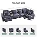 RARZOE Oversized Modular Sectional Sofa with 2 Power Recliner, 5-Seater L-Shaped Corduroy Reclining Couch with Storage Console Charging Cup Holders, Fluffy Reclining Couches for Living Room,Grey