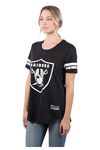 Ultra Game JBL3026F-OR-BLK-S Nfl Las Vegas Raiders Womenss Soft Mesh Jersey Varsity Stripe Jock Tag Crew Neck Tee Shirt Top thumb #2