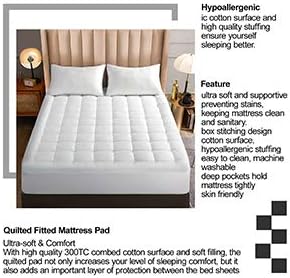 EDILLY Queen Size Cooling Mattress Topper, Premium Hotel Quality Mattress Pad Cover, Protector for Bed Cotton Top Pillow Top with Deep Pocket Classic