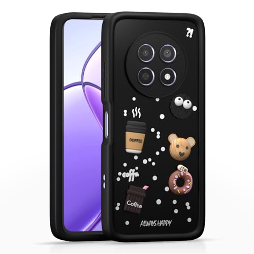 Image of Pikkme Back Cover for Realme Narzo 70x 5G / N65 / Realme 13 /12 / 12X 5G / C65 | Cute Fun Cartoon 3D Bear Silicone Full Body Protection Bumper Cover (Black)