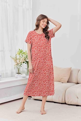 Ekouaer Long Nightgowns for Women Soft House Dress Plus Size Moo Moos - image 4