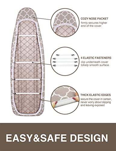 Sunkloof Extra Wide Ironing Board Cover And Pad,18X49 Reflective Silicone Ironing Board Cover,Resist Scorching And Staining,4 Fasteners,Elastic Edges,Large Protective Scorch Mesh Cloth,18X49In thumb #4