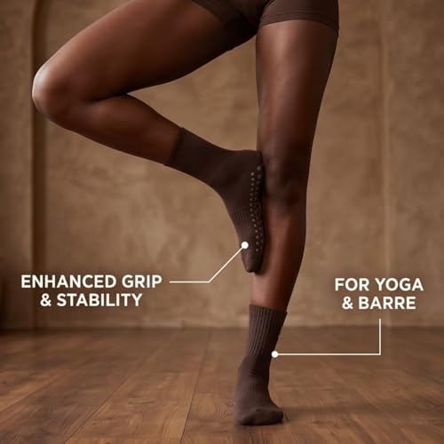 Image of Soxbang 3 /6 Pairs Cute Pilates Socks with Grips,Yoga Socks Barre Sock Non Slip Grip Embroidery for Barre Ballet Workout