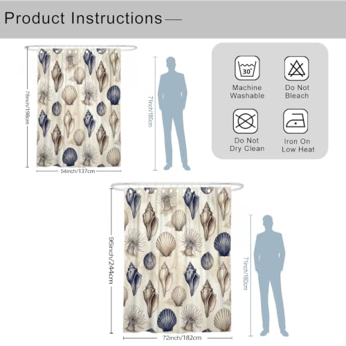 Rideau de douche lavable anti-éclaboussures beige avec crochets