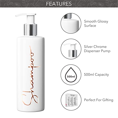 Print Maniacs Mrs Hinch Inspired White Personalised Dispenser Silver Pump Bottles Set 6 (COPPER, F2), 500ml - Image 3