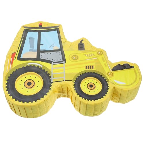 DIYEAH Piñata de Excavadora de Papel Amarilla para Fiestas Infantiles Decoración Temática de Construcción Rellena de Dulces Adecuado para Cumpleaños y Celebraciones Familiares