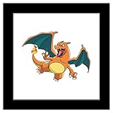Trends International Gallery Pops Pokemon - Charizard Wall Art, Black Framed Version, 12'' x 12''