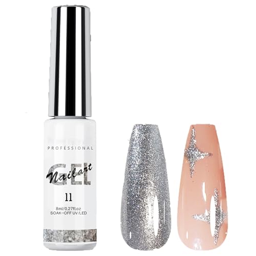Kit de Esmalte Gel para Arte en Uñas 8mL Brillante Plata