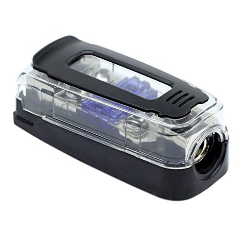 ZOOKOTO Copper MANL Fuse Block Fuse Holder 60A,4GAx1 in 8GAx2 Out Pure Copper Distribution Block Fuse Block 60A for Stereo Audio