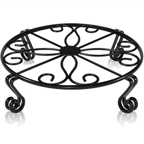 Image of Kundi Iron Plant Stand | Rust-Proof Flower Pot Holder for Indoor & Outdoor Use | Strong Metal Gamla Stand (Set of 4 Black)
