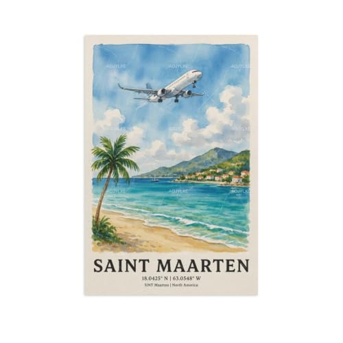 Poster Saint Maarten aquarelle une idée cadeau idéale pour décoration murale