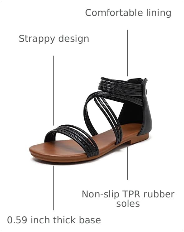 Image of Sandals Women Dressy Summer Flat Strappy Cute Casual Beach shoes