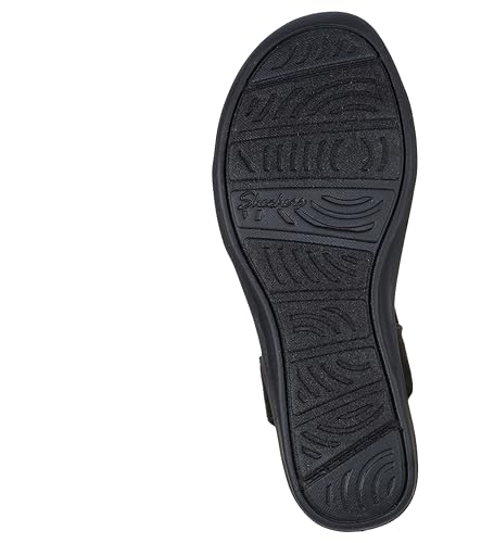 Image of Skechers Women's Arya - on the Rise | Luxe Foam Cushioned Footbed, Scalloped Knit Upper, Machine Washable, Vegan, Adjustable Backstrap, Low 1.25 inch Wedge