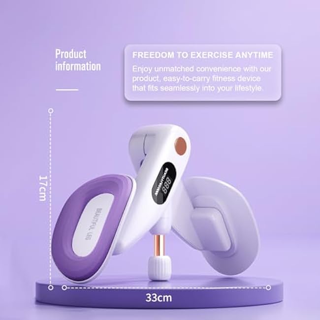 Thigh Hip Trainer for Beginner, Thigh Trainer, Pelvic Floor Strengthener with Built-in Smart Counter, Postpartum Rehabilitation Equipment, Portable Home Gym for Adduction Training