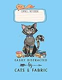 Cornell Notebook: Easily Distracted By Cats Fabric Funny Cat Sewing Lover Pretty Cornell Notes Notebook for Work Marble Size College Rule Lined for ... Way to Use Cornell Method Note Taking System