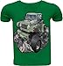 Produktbild Auto Motorrad Kinder Jungen T-Shirt LED Kurzarm Shirt Hemd Polo Rundhals Freizeit (104-110, Grün Army)