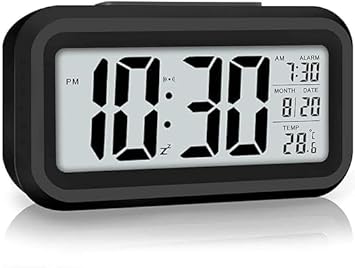 JASIFS Digital Smart Alarm Clock - Smart Automatic Sensor Backlight Plastic Alarm with Date & Temperature Display for Home Office