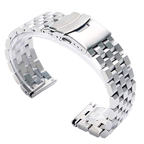 Bracelet montre 22mm acier inoxydable anti-chute avec fermoir pliant sécurisé rigide