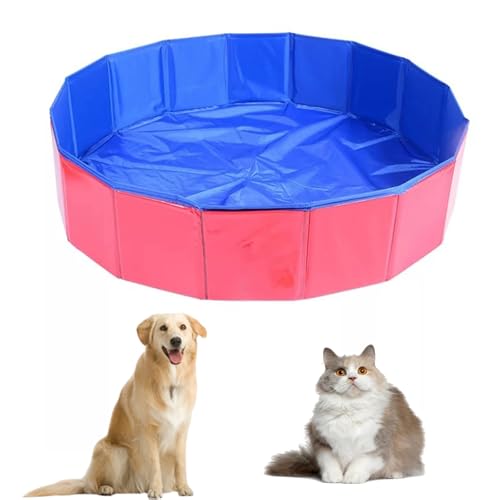 Butyeak Piscina Pieghevole per Cani, Vasca da Bagno per Bambini, Portatile, Antiscivolo, Rosso, 60x20 cm