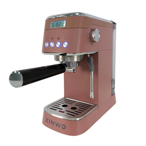 XINWO Cafetera Hanoi - Cafetera Express para Espresso y Cappuccino, 1350W, 20 Bares, Vaporizador, Brazo Portafiltros con Doble salida y 2 Filtros, Depósito Agua 1.2L, Calientatazas, Accesorios - Moca