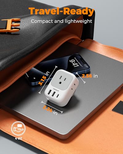 US to UK Plug Adapter, TESSAN Type G Travel Converter with 3 USB Charger(1 USB C Port), 4 Outlets Power Adaptor for USA to Qatar Ireland Hong Kong England Scotland Kenya Dubai London British - Image 6
