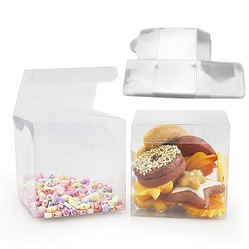 Lot de 30 boîtes à dragées en PVC transparent pour bonbons, chocolat, anniversaire, mariage, fête - 8 x 8 x 8 cm