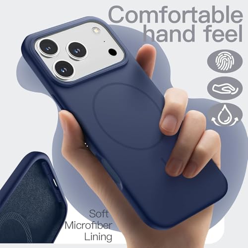 Image of mobistyle Magnetic Silicone Back Cover for iPhone 17 Pro Max 6.9-Inch, Compatible with Mag-Safe, Silky Soft Touch, Shock Absorbing Phone Cover Case with Camera Lens Protection (Blue)