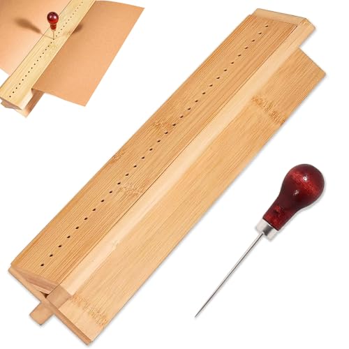 Holz Buchbinder Set, Stanzer Buchbinden Bindegerät Papierstanzer Buch Binder Stanz Werkzeug Set mit Einer Ahle und Wiege für DIY Handwerk Zeitschriften Planer Bücher