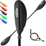 OVERMONT Paddel Aluminium Doppelpaddel 230 cm mit Paddle Leash Verstellbaren Paddel-Blätter Leicht für Kanusport Kajakfahren Kanadier Boot Ruderboot Schwarz