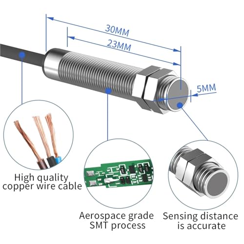 Sensor inductivo M5 NPN NC detecta metal a 1mm con maxima precision 3
