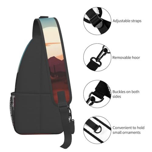 Sling Bag para Hombre y Mujer Bolsa de Pecho Negra miniatura 4