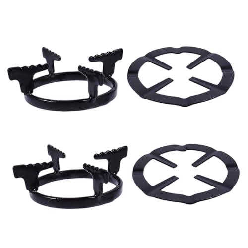 SHINEOFI 4 Piezas Soportes para Estufa de Gas de Rejillas Resistentes con Diseño Ranurado Múltiple Accesorios para Cocina Color Negro Equilibradores de Ollas para Quemadores Estándar