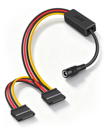 12V DC 5.5 x 2.5mm to Dual 15PIN SATA Power Splitter Cable(70cm)