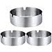 Pack of 3 Cigar Ashtray Tabletop Round Stainless Steel Ash Tray Suitable for Cigarette Ash Holder for Home,Hotel,Restaurant,Indoor,Outdoor