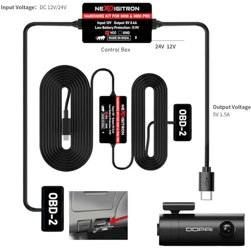 Ddpai Hard Wire Cable Kit for Mini & Mini Pro Dash Camera (with OBD-Ii Connector)